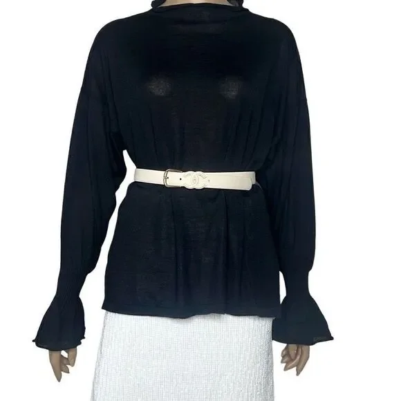 NWT Wolford Cashmere Loose Top Long Sleeves XS Black